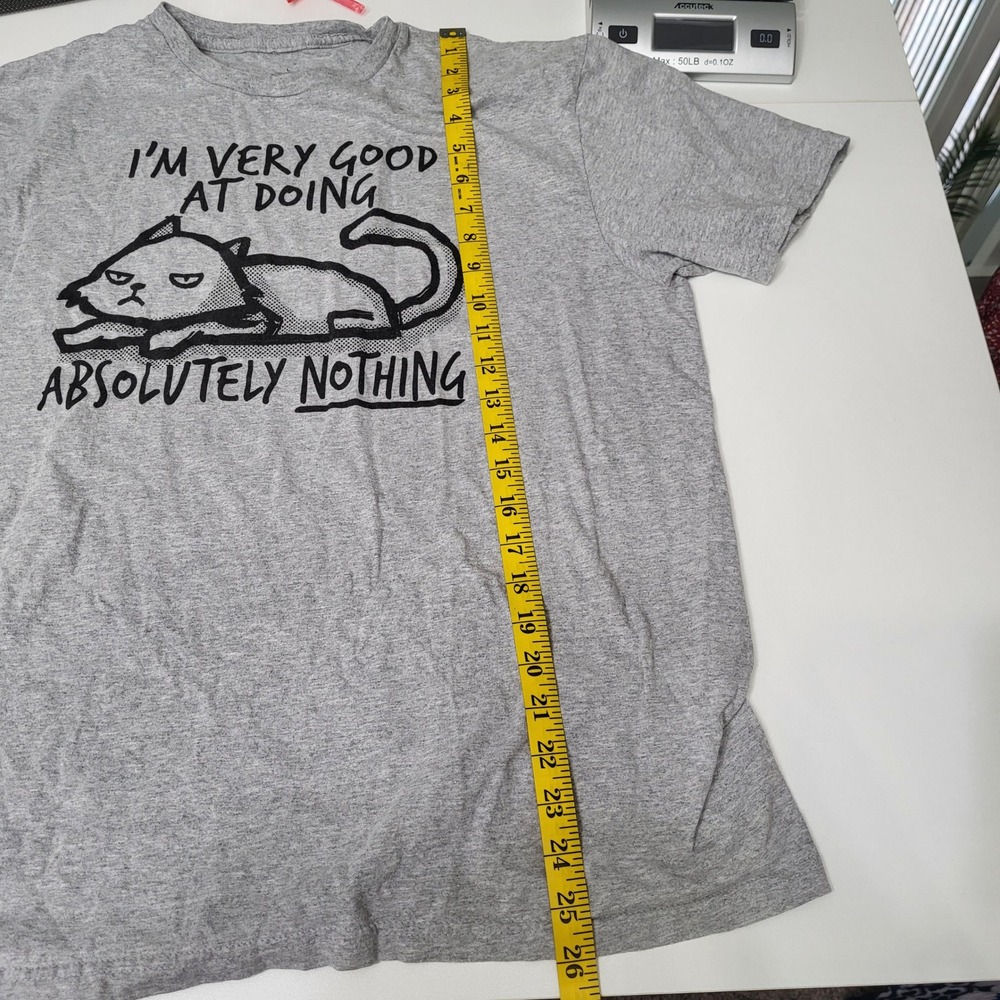 Mens Gray Funny Cat Graphic T-Shirt I'm Very Good At Doing Absolutely Nothing L - Picture 3 of 6